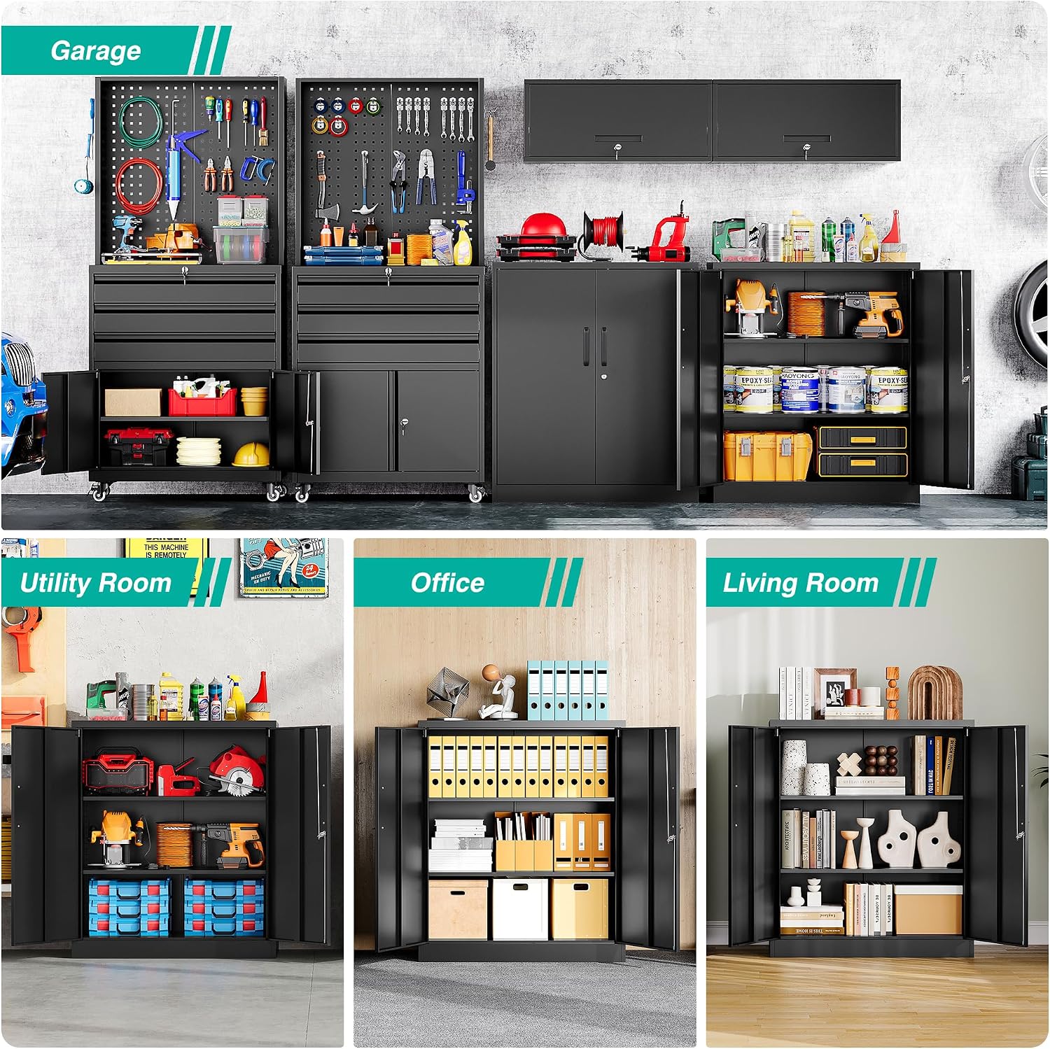 Lockable Metal Cabinet Adjustable Storage Shelves