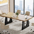 Rectangular Oak Black Large Office Conference Table