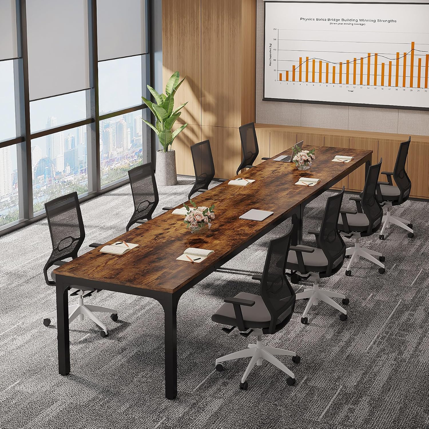 Modern Rustic Brown Large Office Conference Table