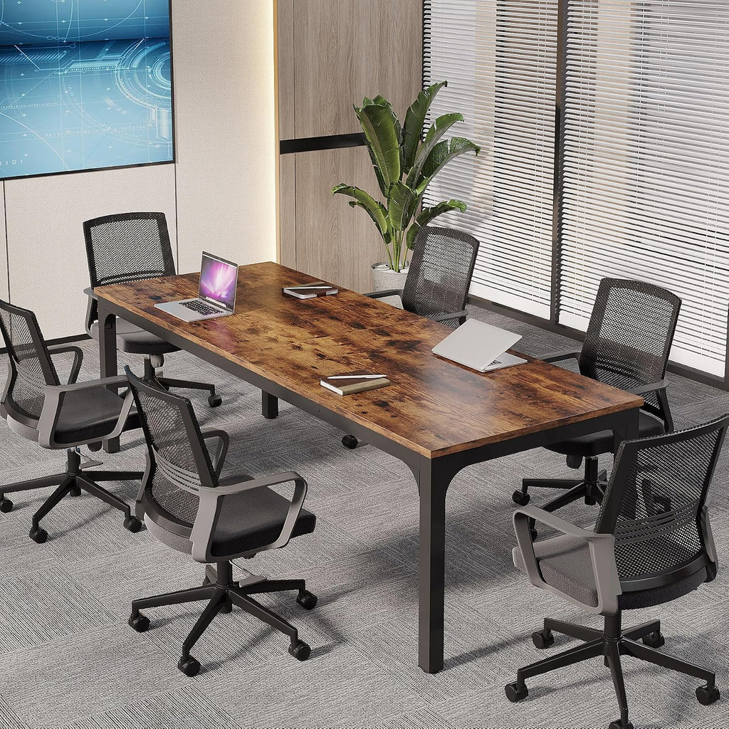 Modern Rustic Brown Large Office Conference Table