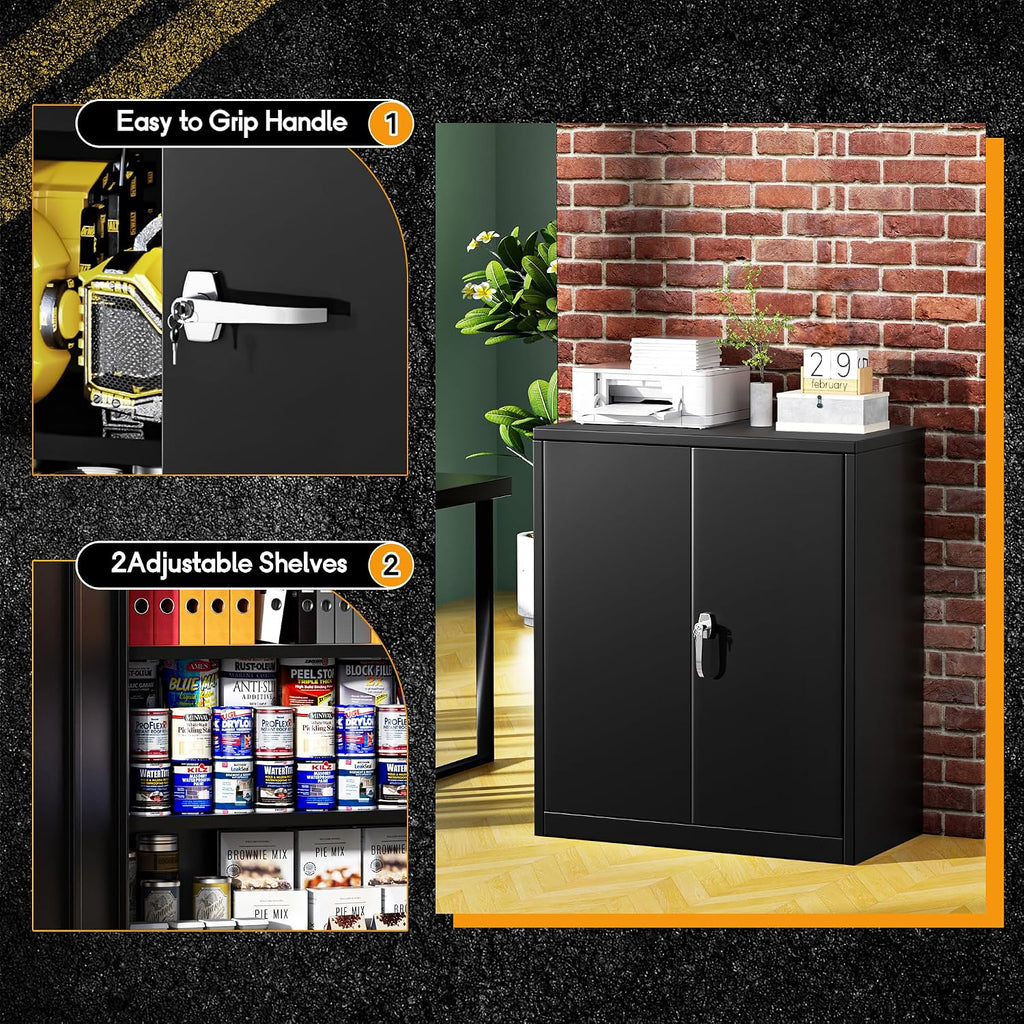 Lockable Metal Storage Cabinet Doors Shelves