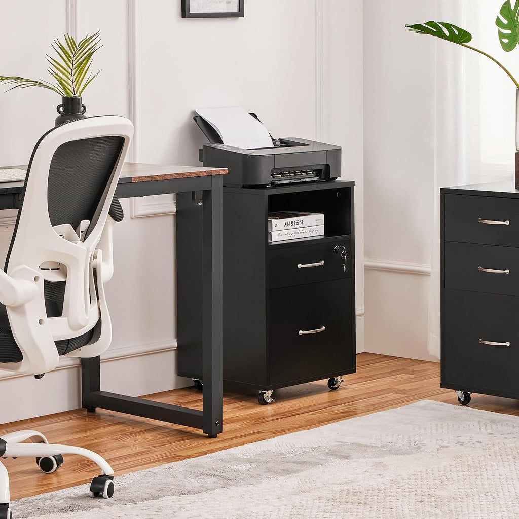 Wheeled Lockable 2-Drawer Under Desk Cabinet