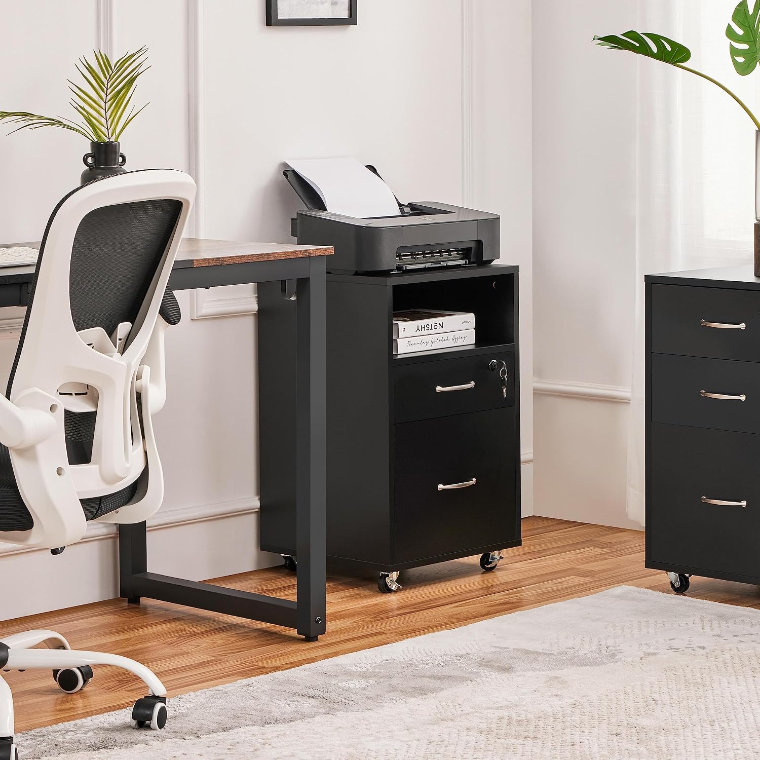 Wheeled Lockable 2-Drawer Under Desk Cabinet