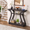 Farmhouse Rustic Wooden Tiered Console Table